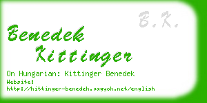 benedek kittinger business card